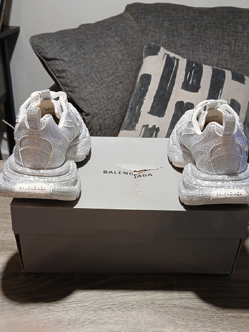 ✨ Balenciaga 3XL “Rhinestones” Low Top Sneakers – Crystal / Light Grey ✨ EU 40 - Picture 6 of 13